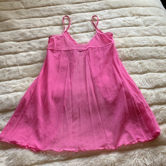 Silk&Satin pink sheer sparkling crystals open front chemise babydoll cami S - Picture 9 of 13